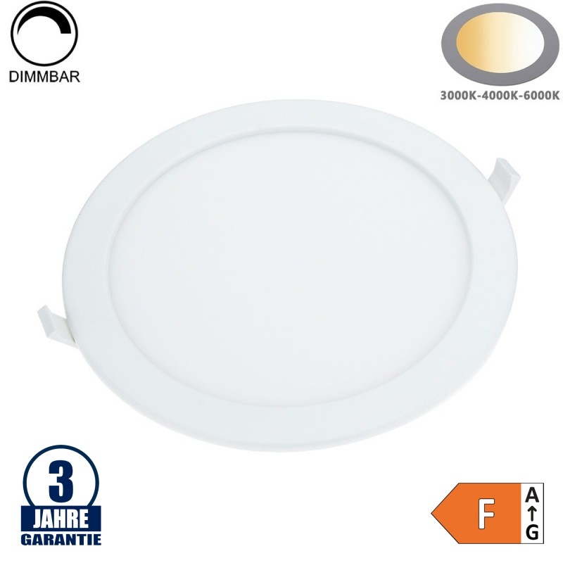 24W LED Einbauleuchte Slim Rund CCT Farbwechsel Dimmbar IP44