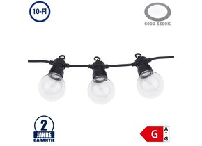 Lichterkette Schwarz inkl. Birnen Kaltweiß 10Stk. 8 Meter IP65