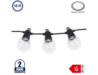 Lichterkette Schwarz inkl. Birnen Kaltweiß 10Stk. 8 Meter IP65