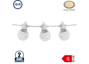 Lichterkette Weiß inkl. Birnen Warmweiß 10Stk. 8 Meter IP65