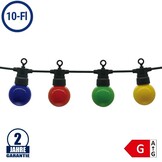 LED Party-Lichterkette Bunt 10-flammig Schwarz 8 Meter IP65