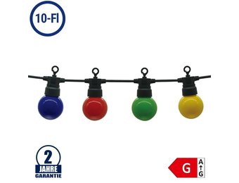 LED Party-Lichterkette Bunt 10-flammig Schwarz 8 Meter IP65