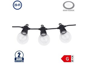 Lichterkette Schwarz inkl. Birnen Kaltweiß 20Stk. 13 Meter IP65