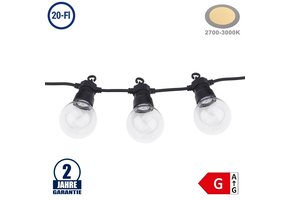 Lichterkette Schwarz inkl. Birnen Warmweiß 20Stk. 13 Meter IP65