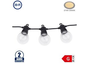 Lichterkette Schwarz inkl. Birnen Warmweiß 20Stk. 13 Meter IP65