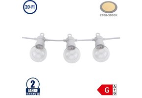 Lichterkette Weiß inkl. Birnen Warmweiß 20Stk. 13 Meter IP65