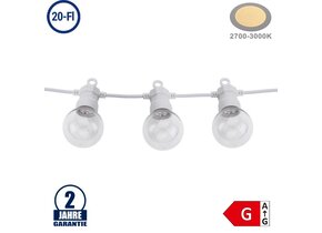 Lichterkette Weiß inkl. Birnen Warmweiß 20Stk. 13 Meter IP65
