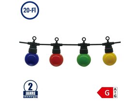 LED Party-Lichterkette Bunt 20-flammig Schwarz 13 Meter IP65