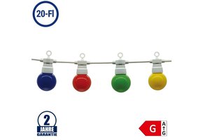 LED Party-Lichterkette Bunt 20-flammig Weiß 13 Meter IP65