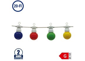 LED Party-Lichterkette Bunt 20-flammig Weiß 13 Meter IP65