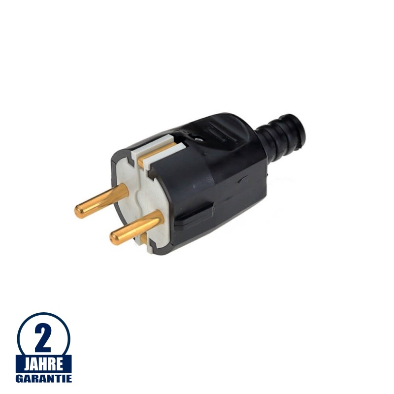 Schutzkontakt Stecker Gummi schwarz