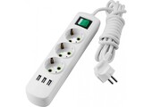 Steckdosenleiste mit Schalter u. USB Anschlüssen 3-fach 3m Kabel 250V/16A