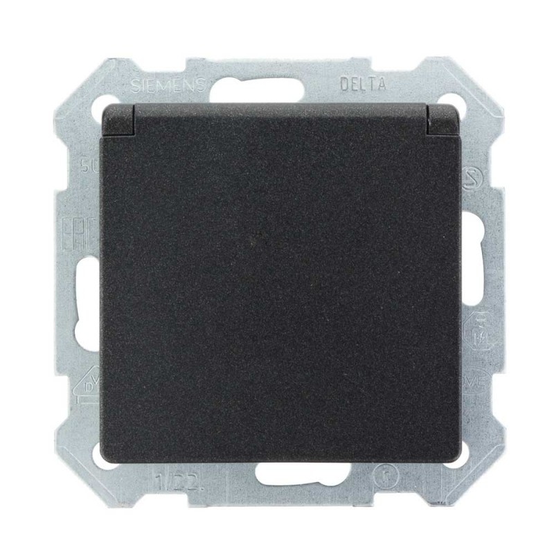 Siemens Schuko-Steckdose Klappdeckel carbonmetallic DELTA i-System 10/16A 250V