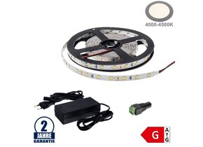 60SMD/m 4,8W/m 12V LED Streifen 3528 Neutralweiß 5m SET