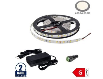 60SMD/m 4,8W/m 12V LED Streifen 3528 Neutralweiß 5m SET