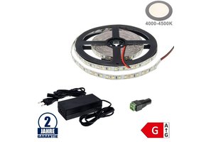 120SMD/m 9,6W/m 12V LED Streifen 2835 Neutralweiß 5m SET
