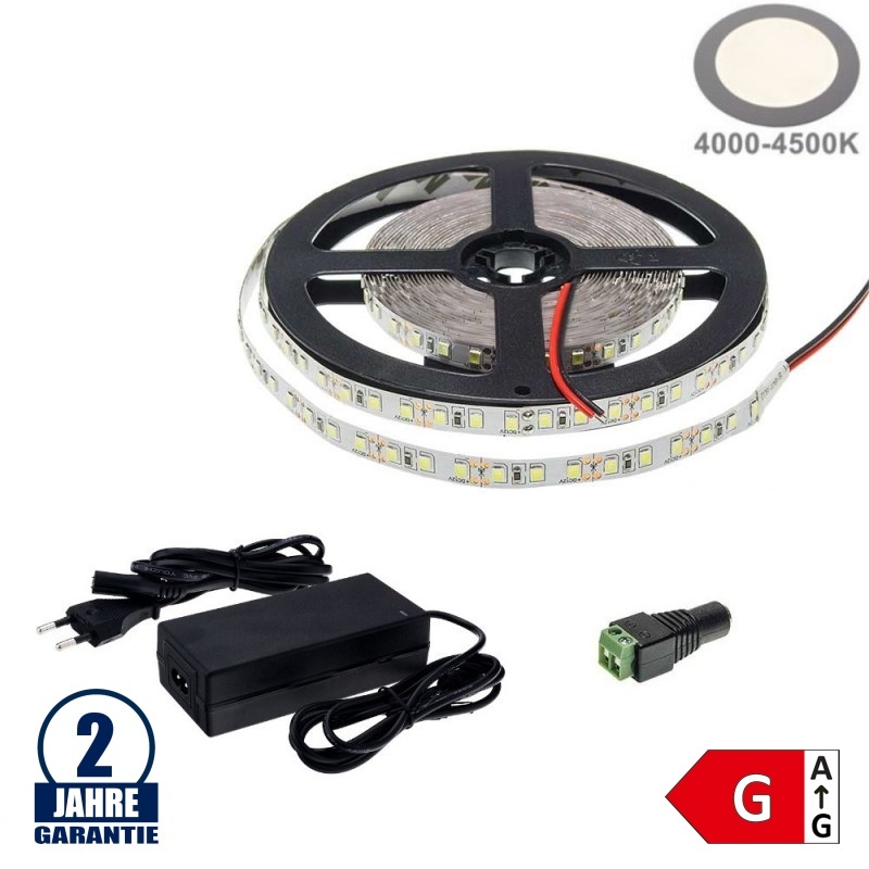 120SMD/m 9,6W/m 12V LED Streifen 2835 Neutralweiß 5m SET