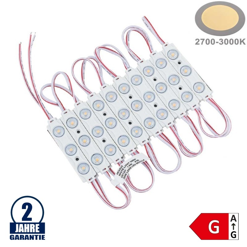 LED 12V SMD 3 2835 Modul 1,5W IP65 Warmweiß SET 20Stk