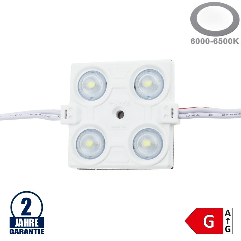 LED 12V SMD 4 2835 Modul 2,4W IP65 Kaltweiß SET 20Stk