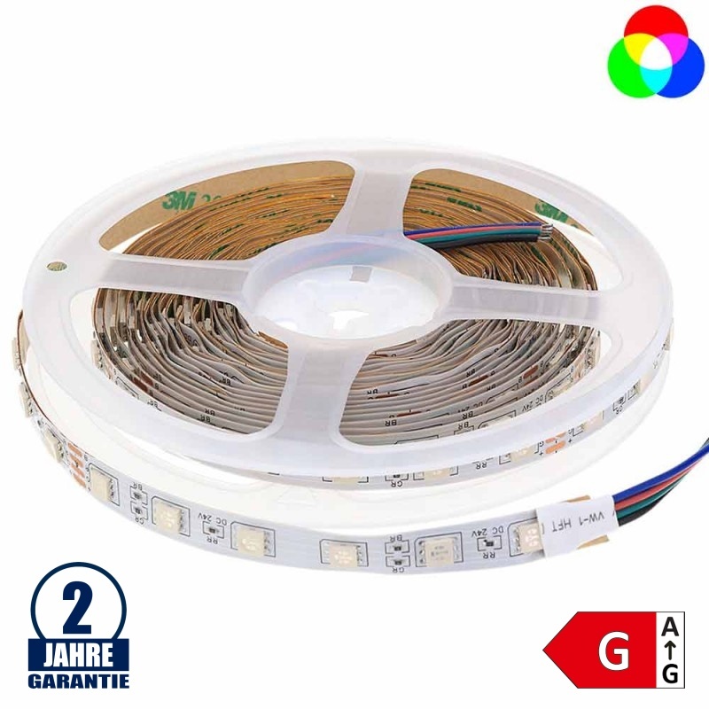 60SMD/m 14,4W/m 24V LED Streifen 5050 RGB 5m Rolle