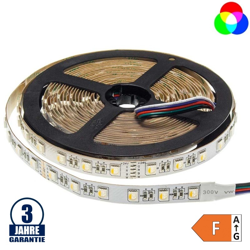 60SMD/m 16W/m 24V Professional LED Streifen RGBWW 5m Rolle