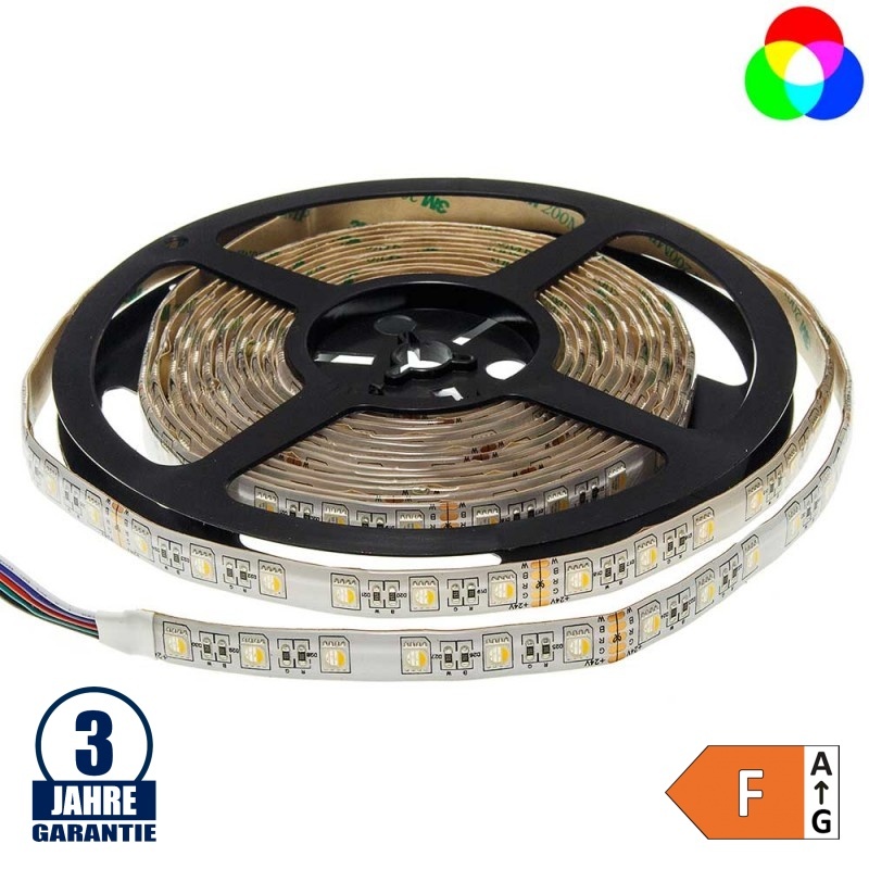 60SMD/m 16W/m 24V Professional LED Streifen RGBNW Spritzwassergeschützt 5m Rolle