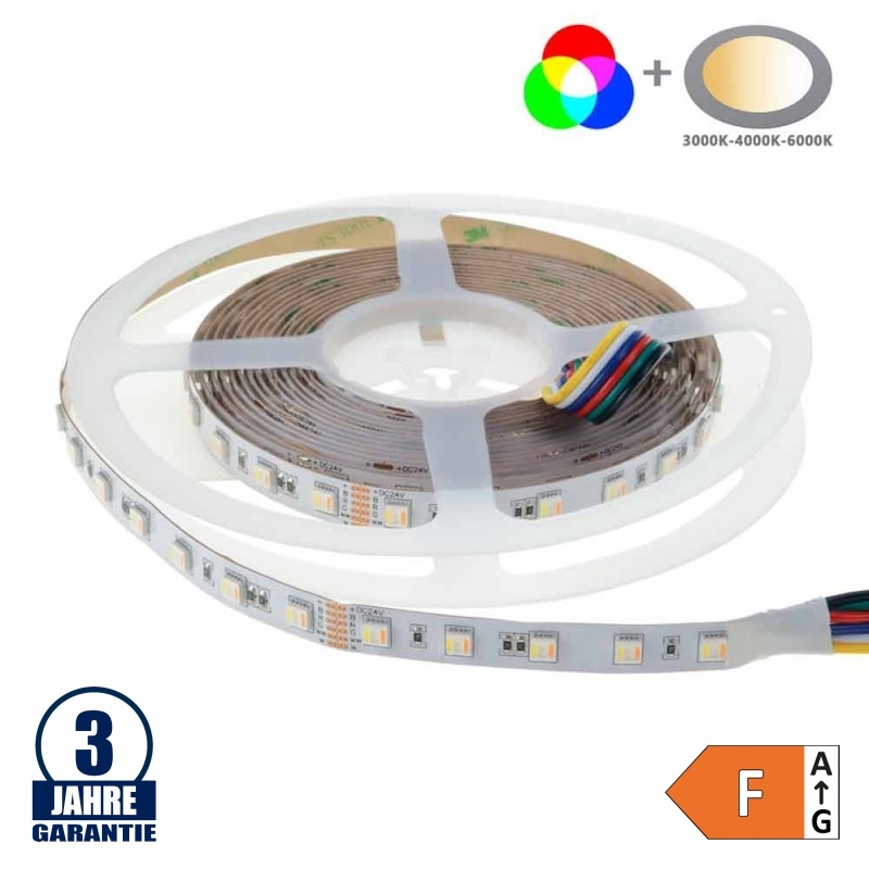 60SMD/m 20W/m 24V Professional Led Streifen RGB+CCT 5m Rolle