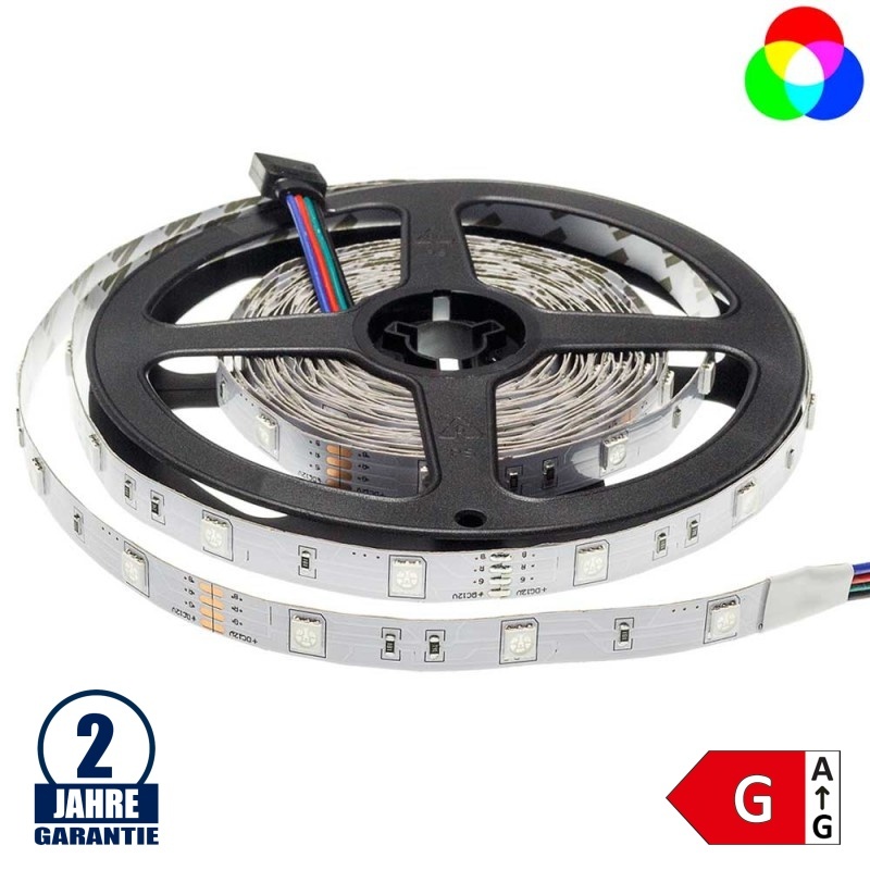 30SMD/m 7,2W/m 12V LED Streifen 5050 RGB 5m Rolle