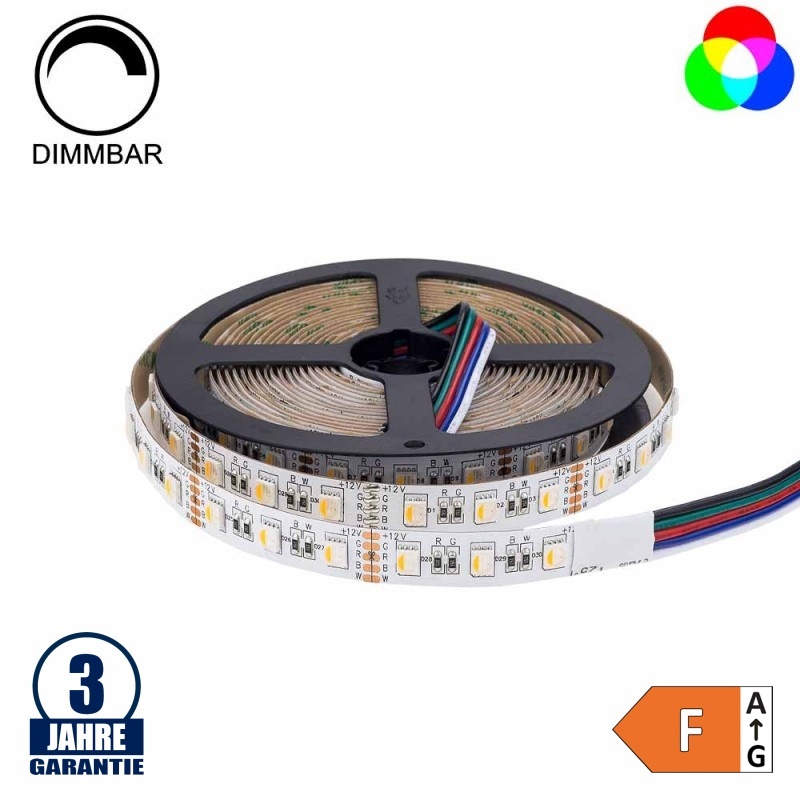 60SMD/m 16W/m 12V Professional LED Streifen RGBWW 5m Rolle