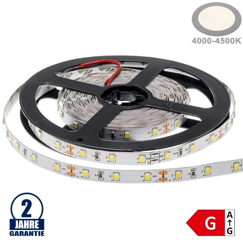 60SMD/m 4,8W/m 12V LED Streifen 3528 Neutralweiß 5m