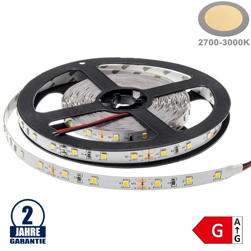 60SMD/m 4,8W/m 12V LED Streifen 2835 Warmweiß 5m