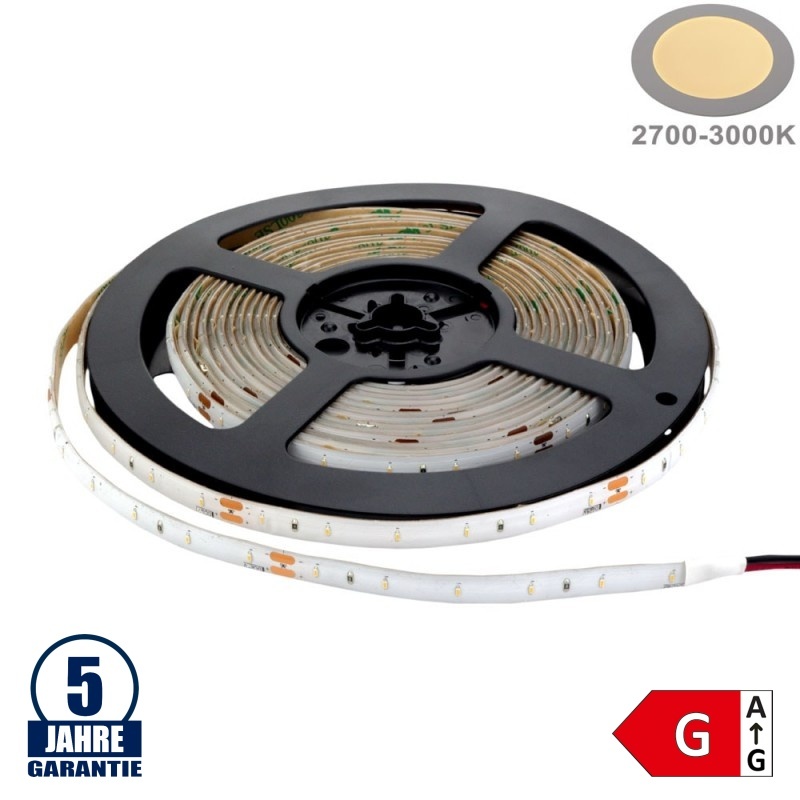 60SMD/m 4,8W/m 12V Professional LED Streifen 1808 Warmweiß Spritzwassergeschützt 5m