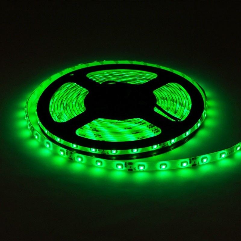 60SMD/m 4,8W/m 12V LED Streifen 3528 Grün Spritzwassergeschützt 5m