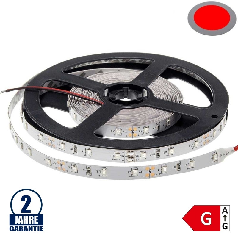 60SMD/m 4,8W/m 12V LED Streifen 3528 Rot 5m