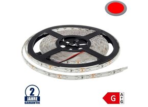 60SMD/m 4,8W/m 12V LED Streifen 3528 Rot Spritzwassergeschützt 5m