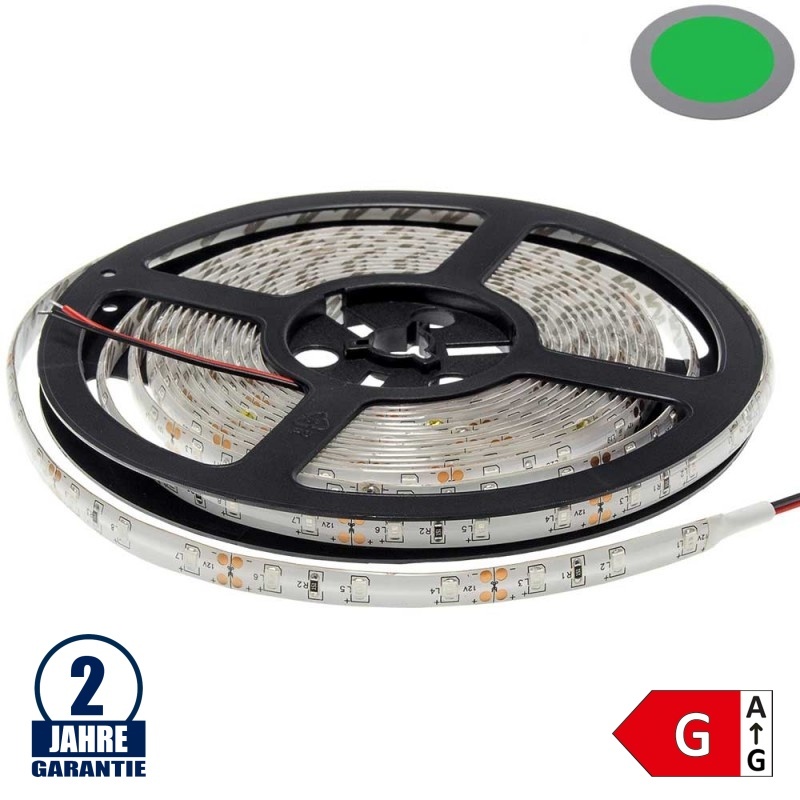 60SMD/m 4,8W/m 12VLED Streifen 3528 Grün Spritzwassergeschützt 5m