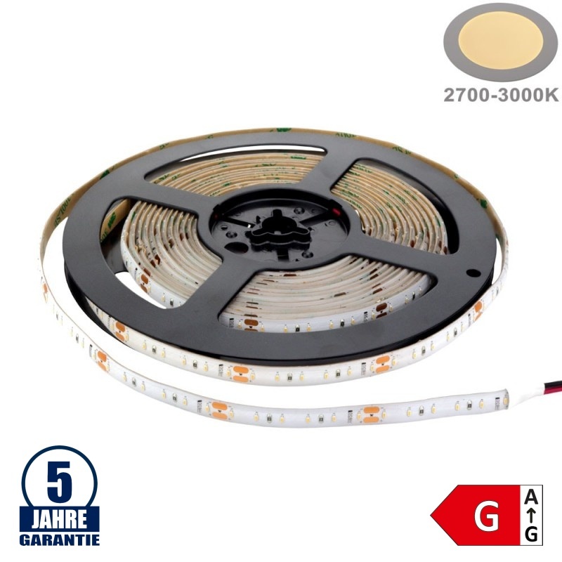 120SMD/m 9,6W/m 12V Professional LED Streifen 1808 Warmweiß Spritzwassergeschützt 5m