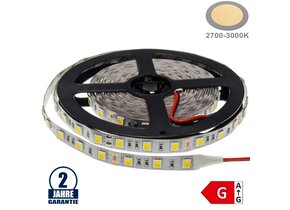 60SMD/m 14,4W/m 12V LED Streifen 5050 Warmweiß 5m