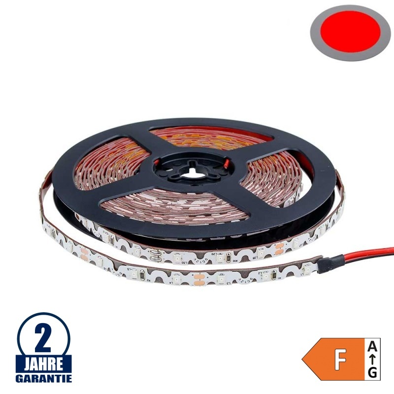 60SMD/m 7,2W/m 12V LED S-Streifen 2835 5m Rot