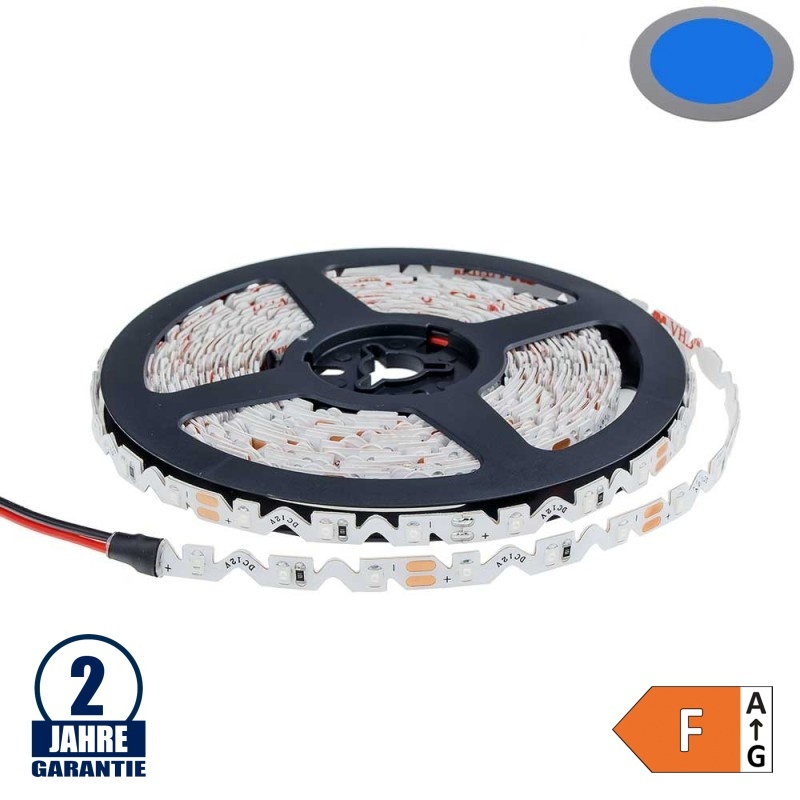 60SMD/m 7,2W/m 12V LED S-Streifen 2835 5m Blau Spritzwassergeschützt