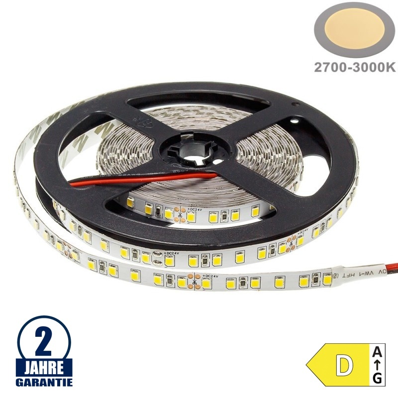 120SMD/m 9,6W/m 24V LED Streifen 3528 Warmweiß 5m