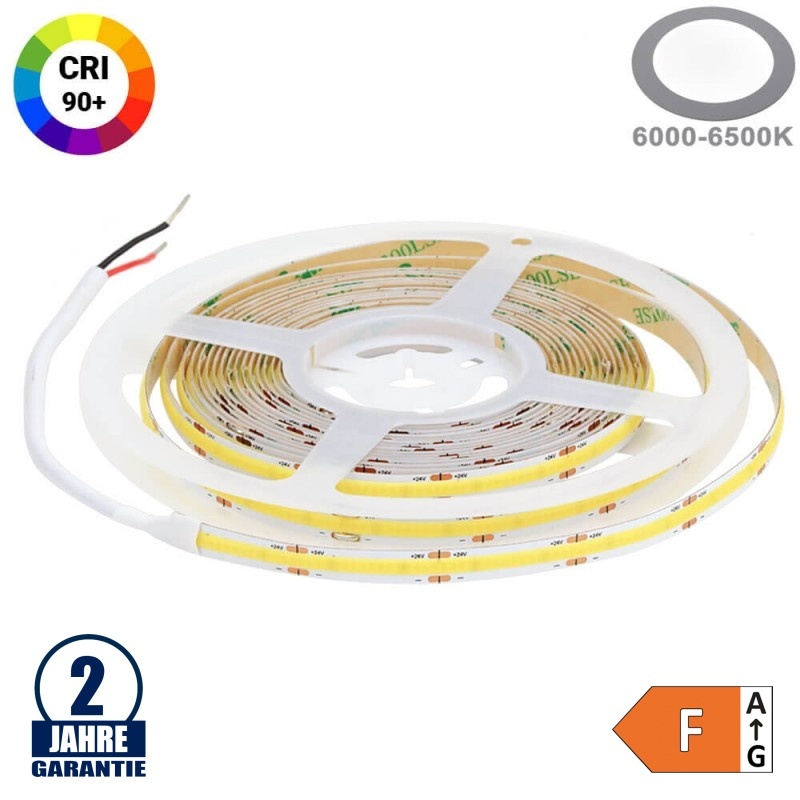 512SMD/m 12W/m 24V COB LED Streifen CRI90+ Kaltweiß 5m