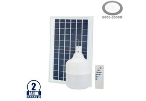 LED Birne solarbetrieben inkl. Panel 3,2V 10Ah 6000K 650 Lumen