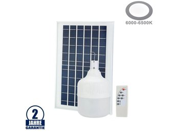 LED Birne solarbetrieben inkl. Panel 3,2V 10Ah 6000K 650 Lumen