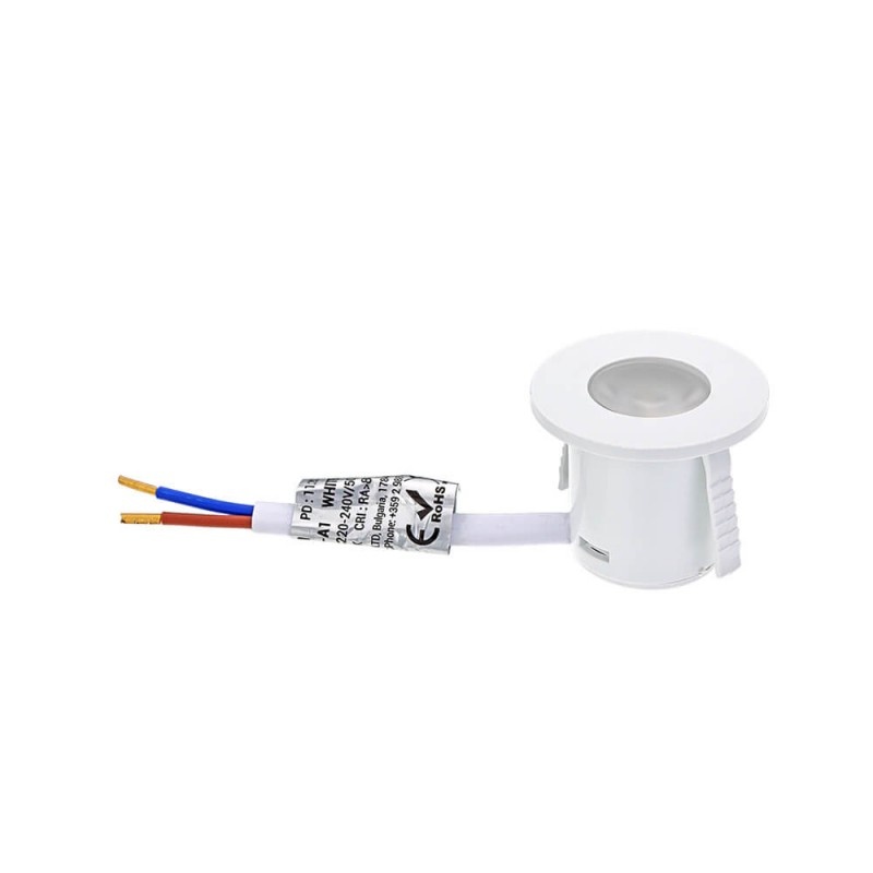 1W Möbeleinbauspot 230V Rund Weiß Warmweiß