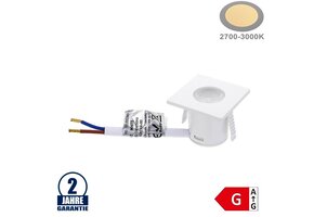 1W Möbeleinbauspot 230V Quadratisch Weiß Warmweiß