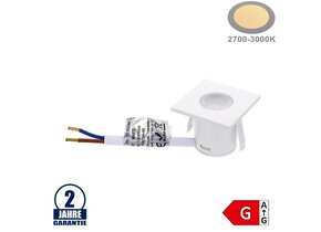1W Möbeleinbauspot 230V Quadratisch Weiß Warmweiß