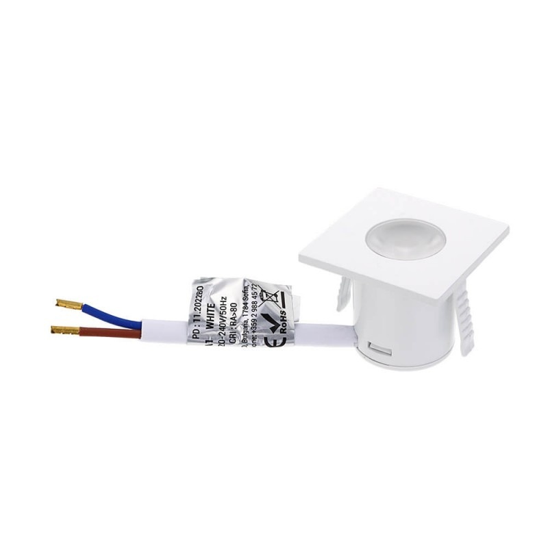 1W Möbeleinbauspot 230V Quadratisch Weiß Warmweiß