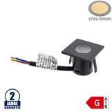 1W Möbeleinbauspot 230V Quadratisch Schwarz Warmweiß