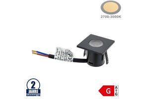 1W Möbeleinbauspot 230V Quadratisch Schwarz Warmweiß